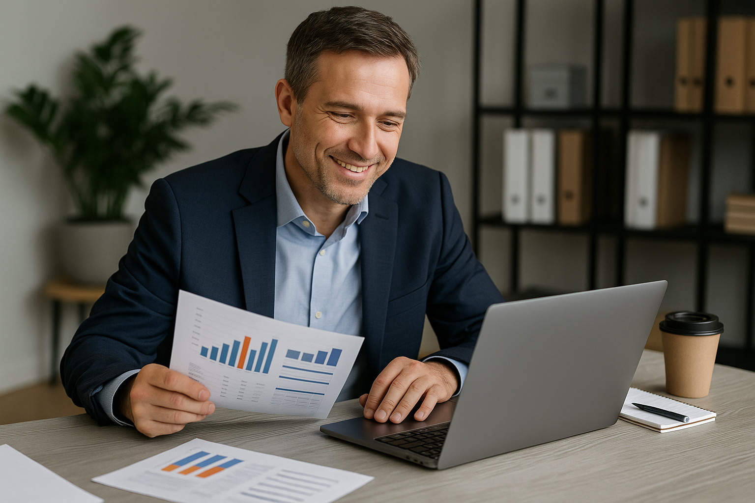 Empresario B2B satisfecho